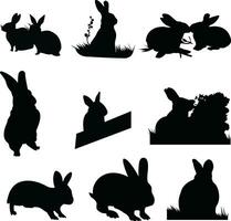 Set of rabbit silhouette design on a white background vector