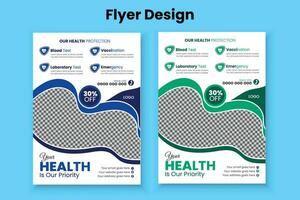 Modern, creative, customize, elegant, minimal, professional,  print ready Medical, Hospital and Clinic flyer template design vector