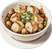 AI generated Dumplings Soup in Bowl Image png