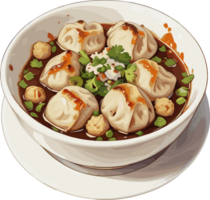 ai gerado dumplings sopa dentro tigela imagem png