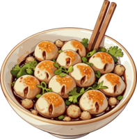 AI generated Dumplings Food in Bowl Design png