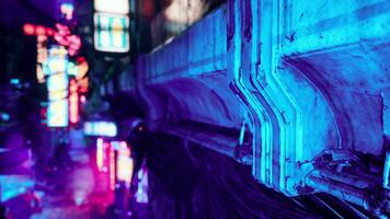 colore pannelli di cemento nel neon quartiere a notte nel Giappone video