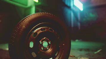 A close up of a tire on a city street video