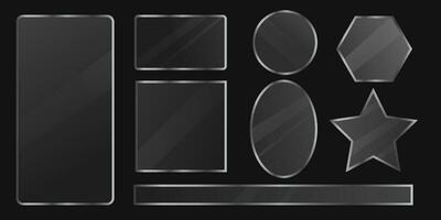 Metal frames with glass. Mirror. Silver metal Frames of various shapes, frames for avatars, for games medieval style. vector