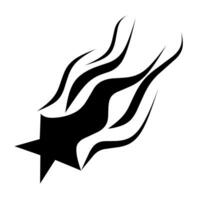 Silhouette of a Shooting Star With Black Flame Trails on a White Background. Suitable for logos about space objects, meteoroids, comets, asteroids. Vector Illustration