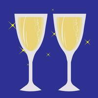 glass of champagne, sparkling wine, new year, holiday, fun, toast, new Year's eve vector