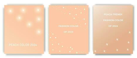 Set of minimal banner templates in trendy peach color for 2024. Color concept. Vector illustration.