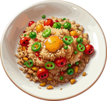 ai generado frito arroz en plato diseño png