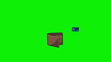 Wallet convert digital wallet credit card  2d animation 4k green screen video