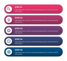 Vector illustration paper cut note infographic template with 5 options or step icons.