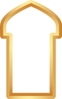 Ramadan golden frame shape. Door and window arch with Islamic design. Muslim oriental gate. Indian vintage arc with traditional ornament. Architecture element and sticker. png