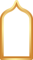 Ramadan golden Rahmen Form. Tür und Fenster Bogen mit islamisch Design. Muslim orientalisch Tor. indisch Jahrgang Bogen mit traditionell Ornament. die Architektur Element und Aufkleber. png