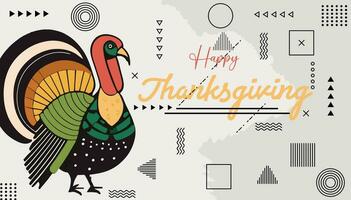 Happy Thanksgiving Day banner with Thanksgiving turkey. Vector illustration