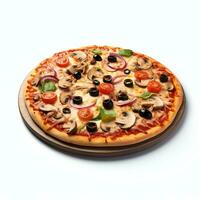 ai generado vegetariano Pizza en mesa real foto fotorrealista