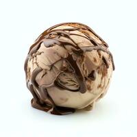 AI generated Chocolate ice cream ball real photo photorealistic