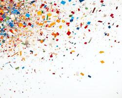 AI generated shredded confetti and torn particles flying around photo