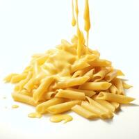 AI generated penne pasta with melted cheese real photo photoreal