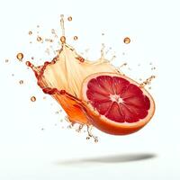 AI generated product commerical image of a falling blood-orange photo