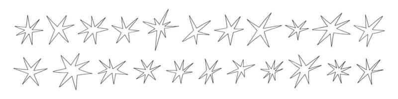 grunge estrellas cepillo golpes y rociar pintar. textura, pintada elementos, y Clásico tinta borde. plano vector ilustración aislado en blanco antecedentes.