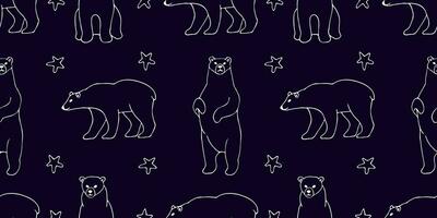 vector pattern for textile, gift wrapping, decoration and design. White polar bears on a blue background in cartoon style.