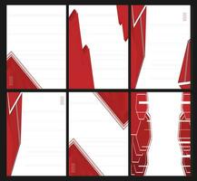 set of Red and white geometric poster designs. Abstract hi-tech vector background