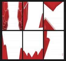 set of Red and white geometric poster designs. Abstract hi-tech vector background