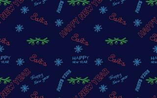 Vector New Year pattern with letters on a blue background. Happy New Year. Pattern for fabric, gift wrapping, cards and congratulations.