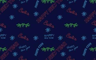 Vector New Year pattern with letters on a blue background. Happy New Year. Pattern for fabric, gift wrapping, cards and congratulations.