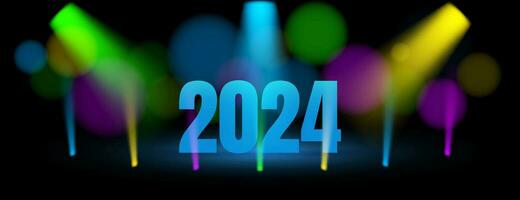 colorful 2024 banner design with full color light vector