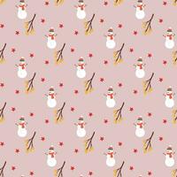 Snowman with star Seamless Pattern Design vector