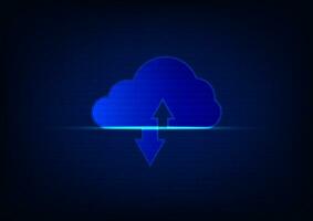 Cloud data storage concept. Cloud computing with binary number on blue background. vector