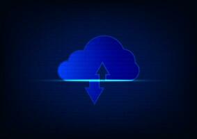 Cloud data storage concept. Cloud computing with binary number on blue background. vector