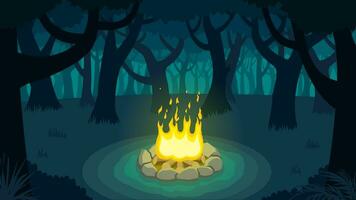 forêt feu de camp animation video