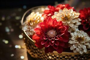 AI generated Flower Basket Background photo