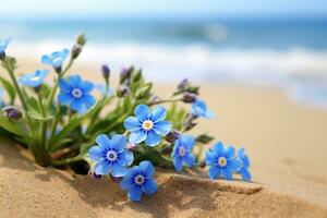 AI generated Flowers on Beach photo