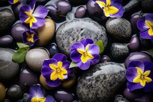 AI generated Flowers on Rocks photo