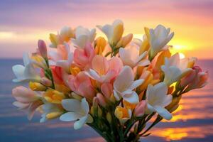 AI generated Sunset Flower Background photo