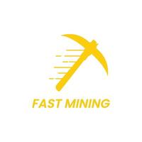 Fast Mining Pickaxe object mining simple logo, professional clean and minimalist design, isolated by white color vector