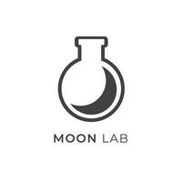 Moon Lab, Night lab logo concept Erlenmeyer object laboratory simple science logo, Consider incorporating a stylized, clean and minimalist design, isolated by white color vector