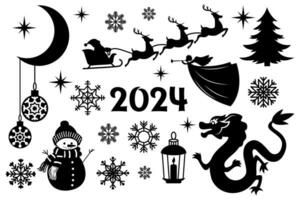 New Year's stencil, collection, vector