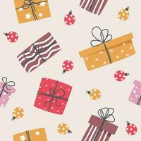 Seamless pattern of gift boxes for New Year and Christmas vector