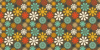 A retro style seamless pattern with a hippie flower aesthetic design, vector background. Print surface for textiles, wrapping, and webs.