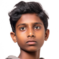 ai généré Tamil garçon isolé sur transparent Contexte. portrait de pakistanais adolescent png