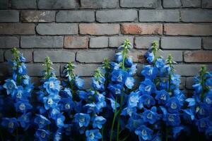 AI generated Flowers on Brick Wall photo