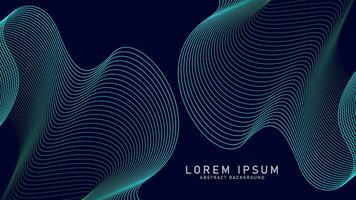 Abstract glowing wave lines on dark Blue background. Dynamic wave pattern. Modern flowing wavy lines. Futuristic technology concept. Suit for banner, poster, cover, brochure, flyer, website vector