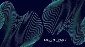 Abstract glowing wave lines on dark Blue background. Dynamic wave pattern. Modern flowing wavy lines. Futuristic technology concept. Suit for banner, poster, cover, brochure, flyer, website vector