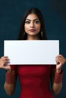AI generated Beautiful Woman Holding a Sign photo