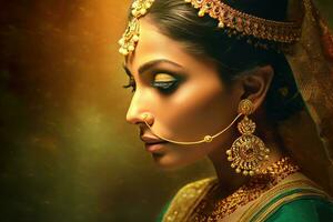 AI generated Golden Indian Princess Jewelry photo
