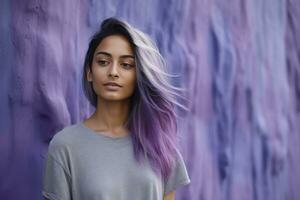 AI generated Beautiful woman with purple hair photo