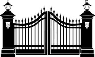 Silhouette of an ancient gate.Decorative architectural element for laser cutting. Vector illustration. AI generated illustration.